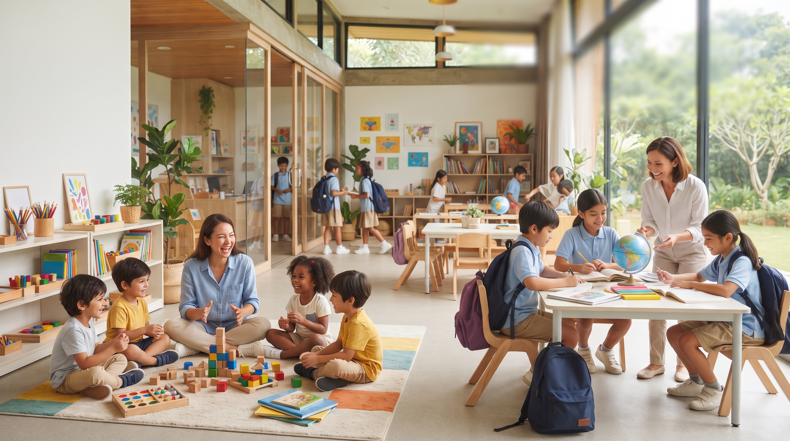 Damara International modern preschool classroom with children learning and exploring in Pune